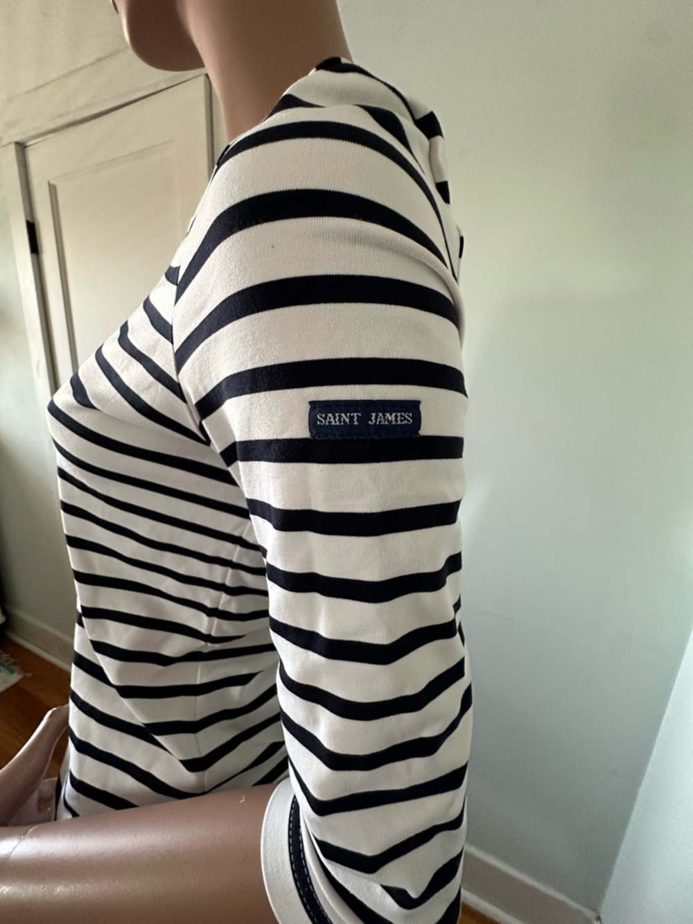 Saint James Garde-Cote III Black & White Striped 3/4 Sleeve Breton - Picture 3 of 13